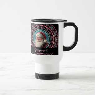 Taza De Viaje Mandala floral Retro Santa Pinkmas personalizada