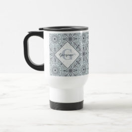 Taza De Viaje Mandala gris de armonía floral y azucarada persona
