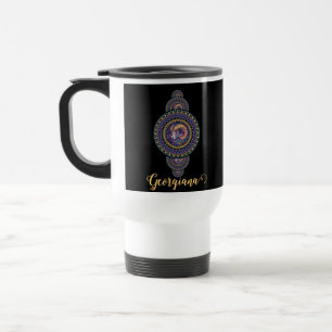 Taza De Viaje Mandala ornamental Aries Whimsical Personalizada