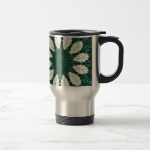 Taza De Viaje Mandalá Tropical Sacramento Verde y Hoja de Plata.