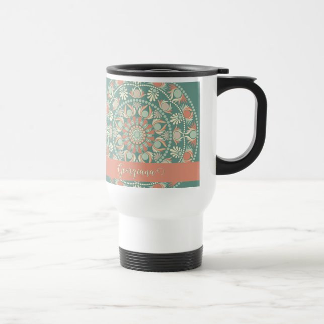 Taza De Viaje Mandala y sabio retro ornato personalizado (Derecha)