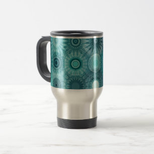 Taza De Viaje Mandalas Azules Patrón Ornamental Abstracto
