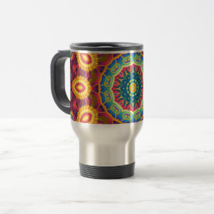Taza De Viaje Mandalas Florales Abstractos de Colores Brillantes