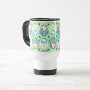 Taza De Viaje Maní   Patrón de sueños de decoro verde de la Mint