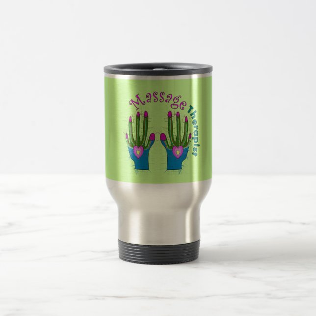 Taza De Viaje Manos artsy de Whimisical del terapeuta del masaje (Centro)