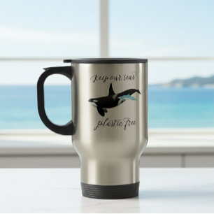 Taza De Viaje Mantén Nuestros Mares Libres de Plástico Orca Delf
