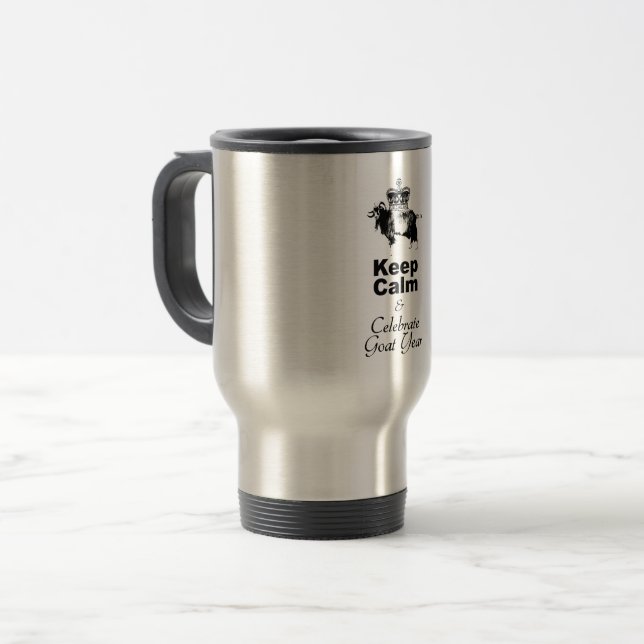 Taza De Viaje Mantener la calma y celebrar el año de la cabra TM (Anverso izquierdo)