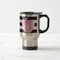 Manzana de color rosa monogramada + rayas