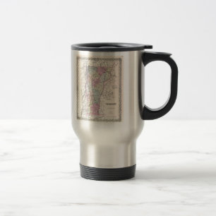 Taza De Viaje Mapa Antiguo de Vermont (1855)
