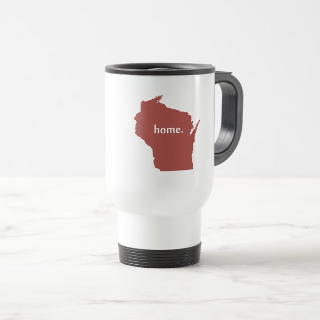 Taza De Viaje Mapa casero del estado de la silueta de Wisconsin (Anverso derecho)