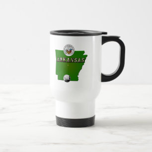 Taza De Viaje Mapa de Arkansas, Sello y Barrio Faux Estatal