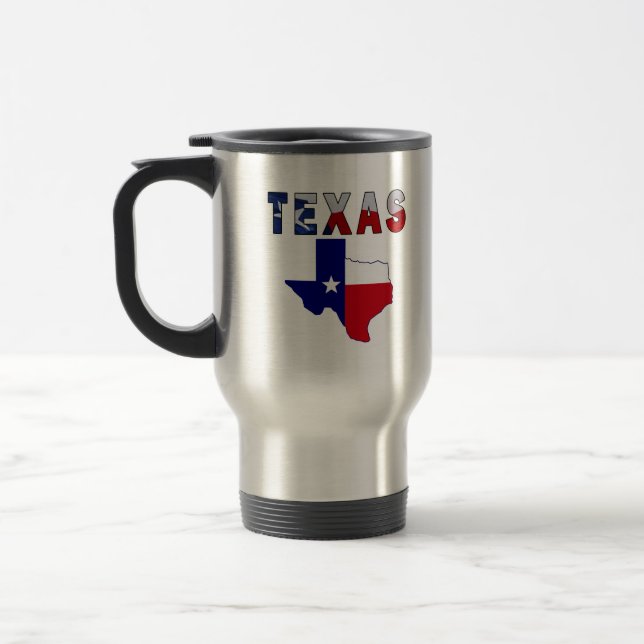 Taza De Viaje Mapa de bandera con Texas (Izquierda)