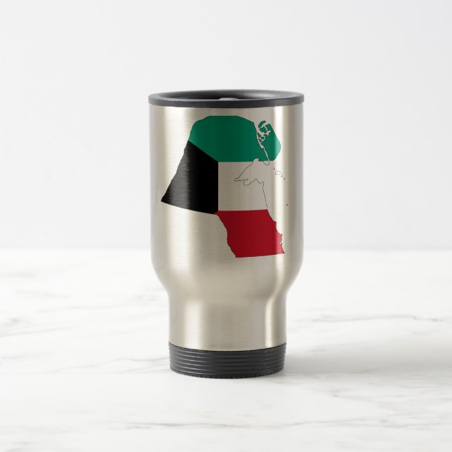 Taza De Viaje Mapa de bandera de Kuwait (Centro)