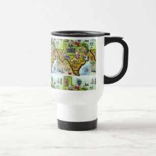 Taza De Viaje Mapa de Dibujos Animados de Texas