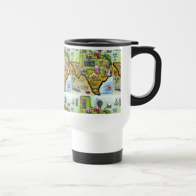 Taza De Viaje Mapa de Dibujos Animados de Texas (Derecha)