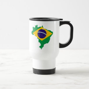 Taza De Viaje mapa de la bandera del Brasil