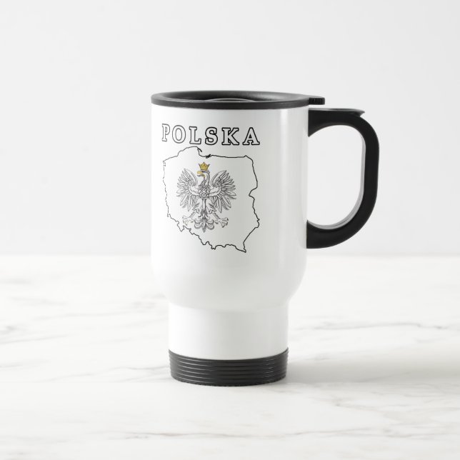 Taza De Viaje Mapa de Polska con águila (Derecha)