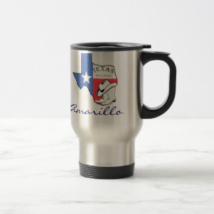 Taza De Viaje Mapa estatal de Amarillo Texas con estrella, botes