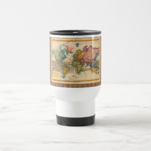 Taza De Viaje Mapa Mundial 1780 Planisferio Antiguo de Bonne 