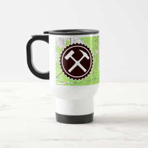 Taza De Viaje Mapa Topográfico y Martillos de Roca con Tu Nombre