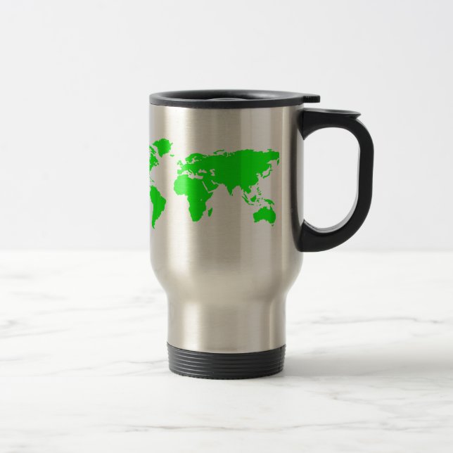 Taza De Viaje Mapa Verde del Mundo Blanco (Derecha)