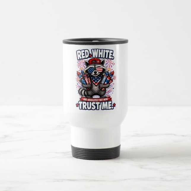 Taza de viaje Mapache de fuegos artificiales 4 de  (Centro)