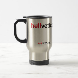 Taza De Viaje Marca de agua roja y negra hellvetica