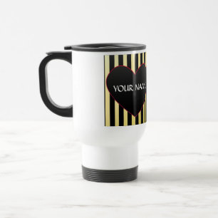 TAZA DE VIAJE MARCHA DE VIAJE CON CORAZONES Y HUELLAS
