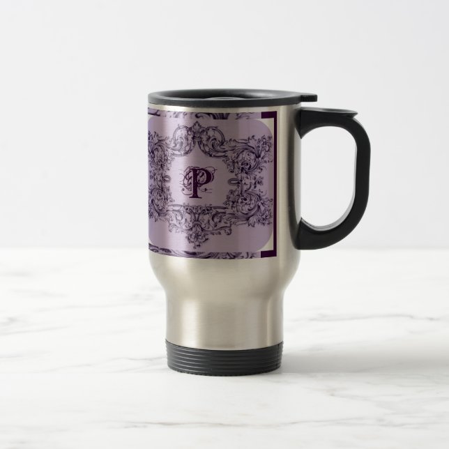 TAZA DE VIAJE MARCO BARROCO PÚRPURA PARISIENSE CON INICIAL (Derecha)