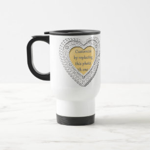 Taza De Viaje Marco de Fotos Corazón Entrelazado