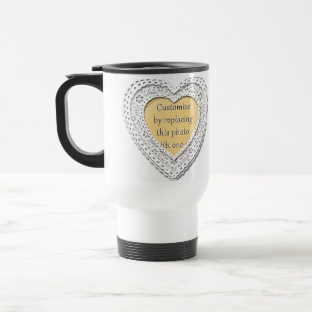 Taza De Viaje Marco de Fotos Corazón Entrelazado (Izquierda)