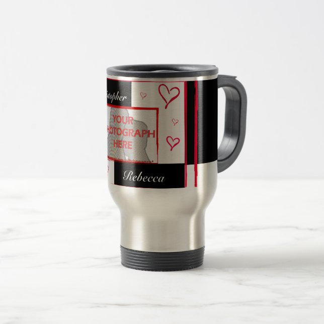 Taza De Viaje Marco fotográfico rojo blanco negro moderno (Anverso derecho)