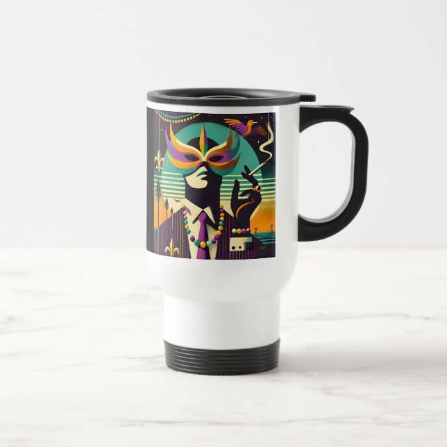 Taza De Viaje Mardi Gras de Mid Century Retro 60 El fumador (Derecha)