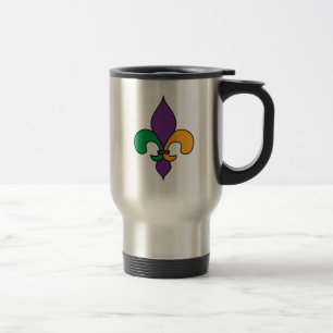 Taza De Viaje Mardi Gras Fleur de Lis de Luisiana