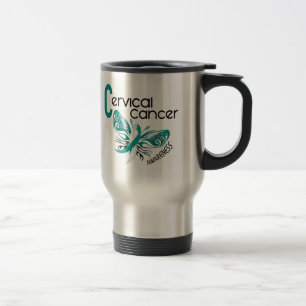 Taza De Viaje MARIPOSA 3 del cáncer de cuello del útero