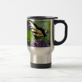 Taza De Viaje Mariposa amarilla y negra en lavanda