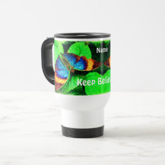 Taza De Viaje Mariposa Azul cree palabras Inspiradoras