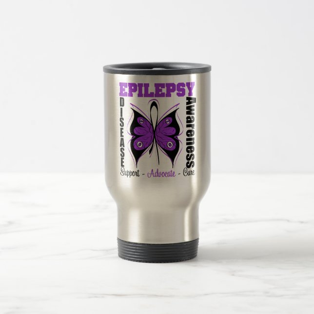 Taza De Viaje Mariposa de la conciencia de la epilepsia (Centro)