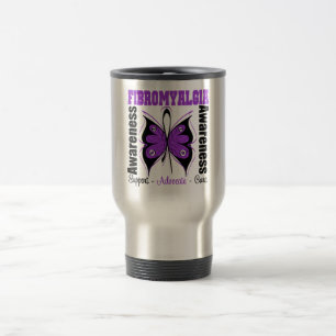 Taza De Viaje Mariposa de la conciencia del Fibromyalgia