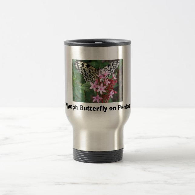 Taza De Viaje Mariposa de la ninfa del árbol en Pentas (Centro)