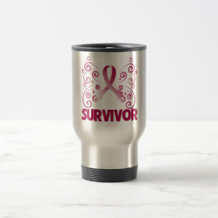 Taza De Viaje Mariposa del superviviente del cáncer de garganta