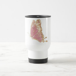 Taza De Viaje Mariposa estética de purpurina dorada rosa