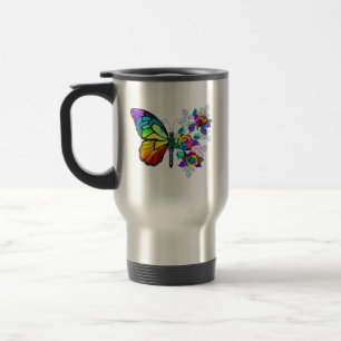 Taza De Viaje Mariposa florida arcoiris