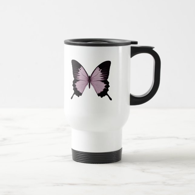Taza De Viaje Mariposa grande rosa y negra - Personaliza (Derecha)