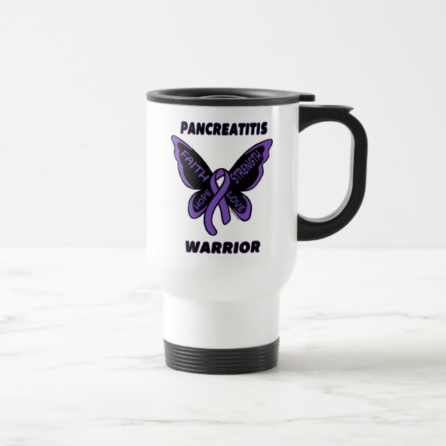 Taza De Viaje Mariposa/Guerrero... Pancreatitis Travel Mug (Derecha)