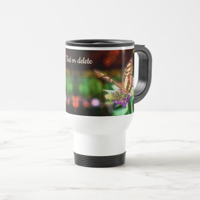 Taza De Viaje Mariposa suave en flor personalizada (Anverso derecho)