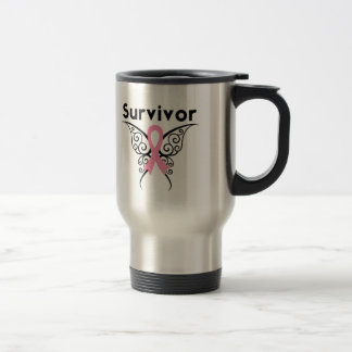 Taza De Viaje Mariposa tribal del superviviente del cáncer de