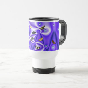 Taza De Viaje Mariposa y Perlas en seda morada