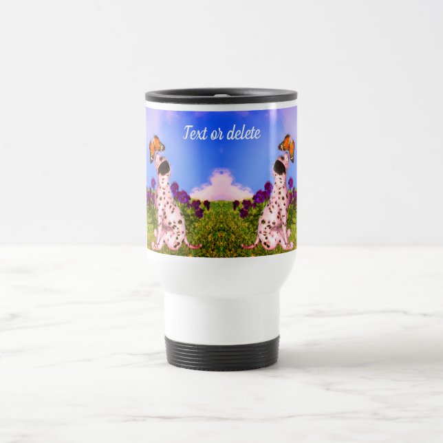 Taza De Viaje Mariposas de Cachorro de Dalmacia Personalizada Ar (Centro)