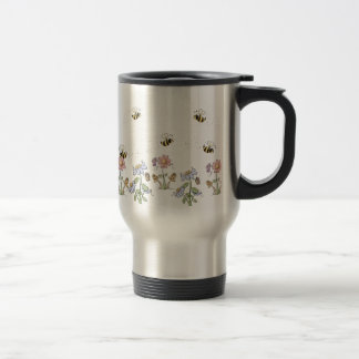 Taza De Viaje Mariposas lindas de las margaritas de las abejas